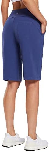 Baleaf Women 12 Duge Bermuda kratke hlače sa džepovima Duljina koljena Dressy Pamuk za Ležerni radni salon
