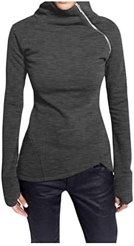 Ženska pulover s dugim rukavima Tornja sa zatvaračem Zipper SlimSolidna proljetna majica Dnevna majica TEE bluza