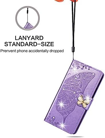 ISADENSER futrola za telefon Samsung Galaxy S21+ Plus 5G futrola sa ručno rađenim dijamantima Glitter Butterfly dizajn Flip PU kožni