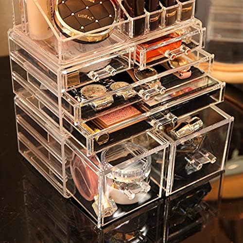 CQ akrilni Organizator šminke za njegu kože velike prozirne kozmetičke vitrine slaganje kutija sa 6 ladica za ispraznost, Set od 3