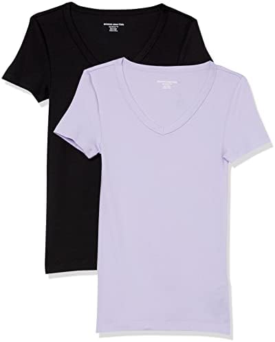 Essentials ženska tanka majica s kratkim rukavima s V izrezom, pakovanje od 2 komada