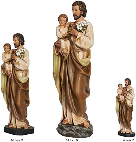 BC Buildclassic St. Joseph i dječji Isusov statuu, katolička figurica, 14 inča h, ručno oslikano