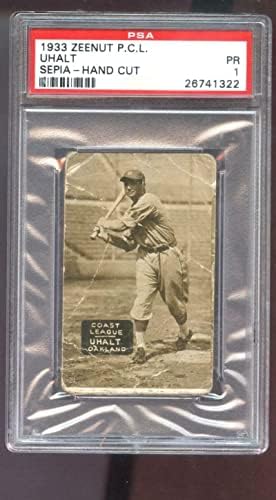 1933 Zeenut Frenchy Uhalt PSA 1 Ocjenjivane bejzbol kartice Pacific Coast League PCL - Bejzbol kartice u ploči