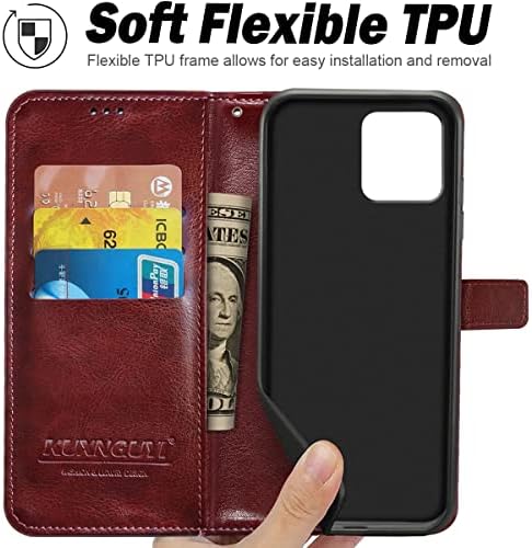 KUXNGUYI kompatibilan za T-Mobile Revvl 6 5G futrolu za telefon sa【magnetnom】 držač kreditne kartice za postolje, Flip Folio Book
