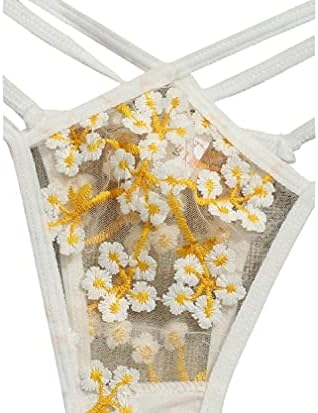 Crafty Owl Set bijele i žute prozirne mreže prozirne čipkaste šavove cvjetni grudnjak i kratak