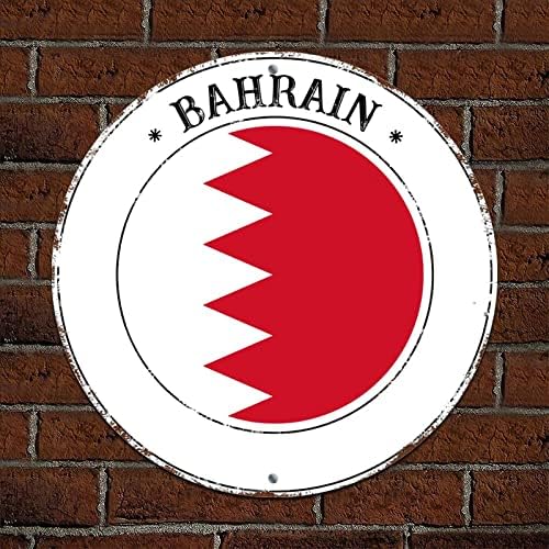 Bahrein Flag Retro Metal Art Sign Retro stil aluminijski metalni vijenac Potpisuje zidnu umjetnost rublje rulja slobodno vrijeme otporno na vađenje patriotski metalni vijenac potpisuje Bahrein za dvorište na farmskoj kući 12x12in