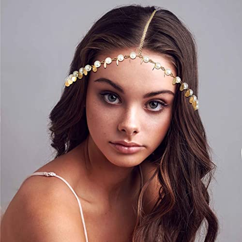 Campsis lanci za glavu s resicama Pearl lanac za kosu Boho list head nakit vjenčani mladenci lanac za kosu za žene i djevojčice