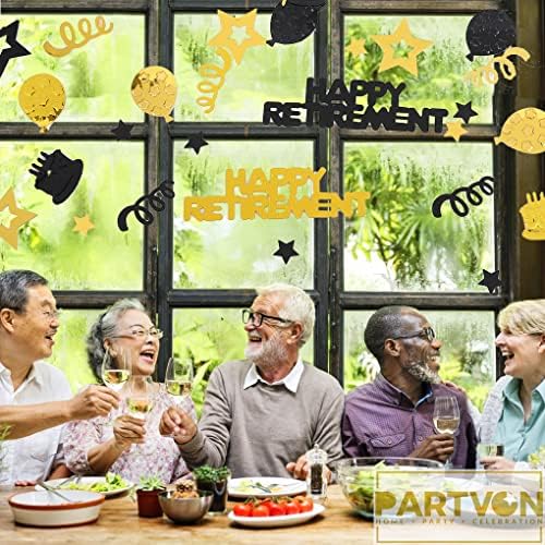 Retirement Party Dekoracije crno zlato Happy Retirement konfeti viseći kovitla baloni torta stol centralni potrepštine za zabavu za