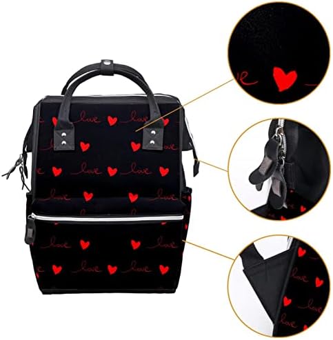 Guerotkr putnički ruksak, ruksak za torbu pelena, ruksak pelena, ljubav crveno srce crno
