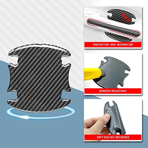Grafken 8pcs Universal 3D karbonska vlakna ručka vrata Naljepnice za zaštitne filmove, samoljepljive naljepnice za zaštitu automobila