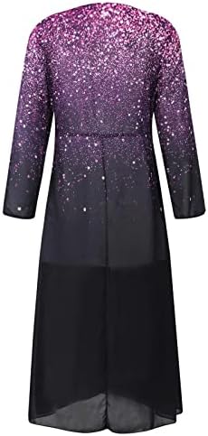 Nokmopo Ženska dukserica Haljina modna V-izrez Haljina Večernja haljina Šifon nepravilna haljina Maxi haljina