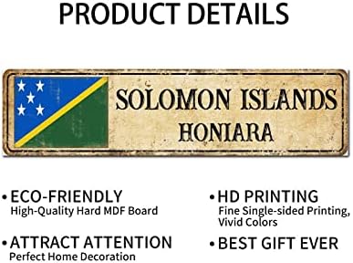 Madcolitote Vintage Solomon Islandshoniarasolomon Islands Custom Street Sign Rustikalna država Suvenir Drvena zidna zidna zida Viseća