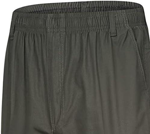 Muške casual hlače Čvrsto boje elastični struk ljetni prozračni pamučni comfy džepovi sa zatvaračem casual cargo pantalone