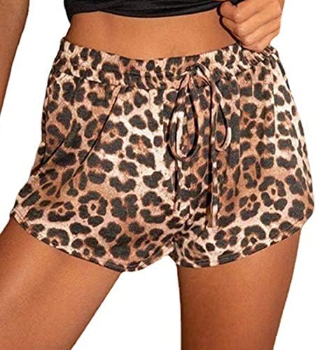 Zločerske kratke hlače Žene elastične struk za vuču Yoga Pant niski uspon Zvuk leoparda Grafički duks ravno noga
