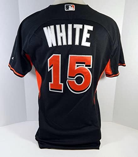 2014-16 Miami Marlins Zeek White 15 Igra Rabljeni Black Jersey EX ST BP 60 - Igra Polovni MLB dresovi