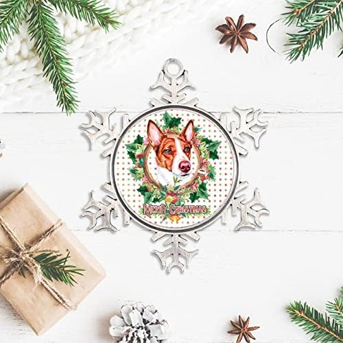 Pas vijenac Merrychristmas 2022 Snowflake Ornament ljubimci za kućne ljubiteke Žena Božićni ukrasi Božićni dekor pas cvjetni vijenac SnowFlake Oblik metala Ornament nakloni poklon