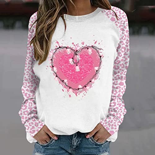 Džemper za ramena za Valentinovo ženski tiskani džemper za vrat duks skija