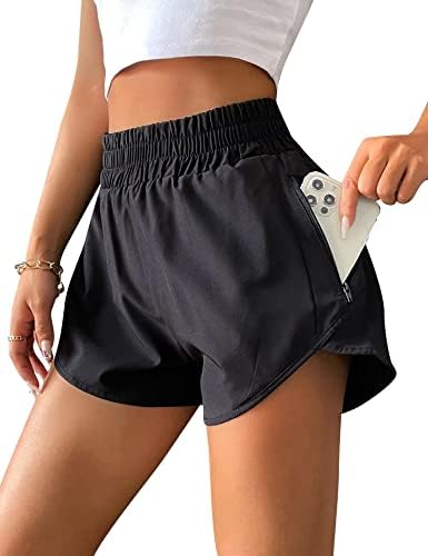 Nlbzydhfc Žene Atletski kratke hlače Elastične kratke hlače za visoke struke Teretana Yoga Brzi šešir za sušenje sa džepom sa zatvaračem
