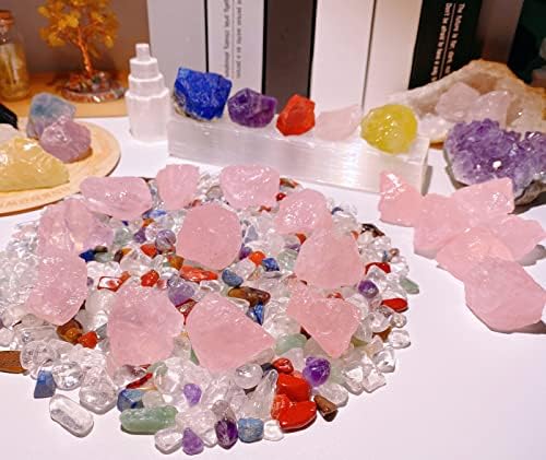 Qinjiejie Rose Kvarcni sirovi kristali Bulk Gemstones Veliki 0,8-1,2 sirovo kamenje na veliko kristalno stijene za uklanjanje kabine za ukrašavanje kabine za poliranje Wicca Reiki Izlječenje 0,45 lbs