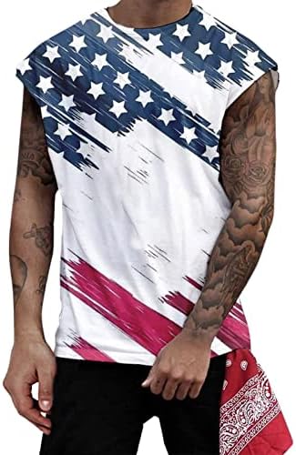 Bmisegm ljetne prevelike majice za muškarce Dan nezavisnosti 3D štampani muški džemper Tank Top Casual Sportski Tank Top muškarci