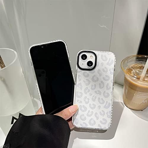 Bijela leopard svijetlo siva futrola za telefon za Apple iPhone 13 ugrađenih branika, simpatični moderski poklopac za iPhone 13 6.1