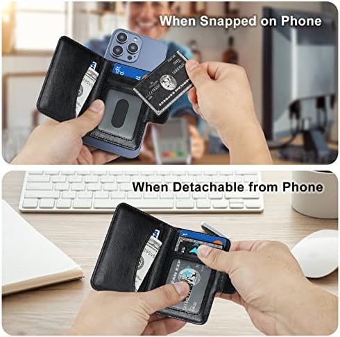 Bocasal za MagSafe Wallet držač magnetnih kartica, RFID blokirajući utori za kožne kartice za iPhone 14/13/12 Pro / Max / Plus, podesivi nosač Flip Mag Safe Wallet