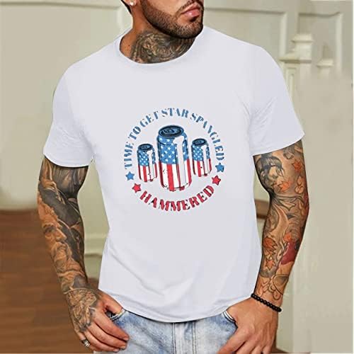 Ubst Muške patriotske kratke majice Summer American Flag Pismo Ispis Crewneck Ležerne prilike Labavi modni osnovni tee vrhovi