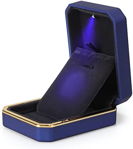 AVESON luksuzna Privjesna kutija, baršunasta kutija za nakit kutija za odlaganje držač organizatora sa LED svjetlom, plava