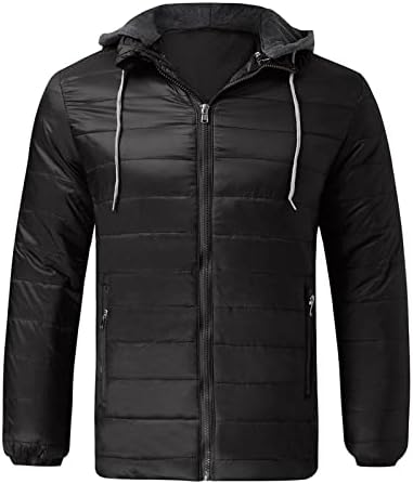 WenKomg1 puffer jakne za muškarce, čvrsta lagana pakirana gornja odjeća zatvarajte tople ugodne jakne s uklonjivim kapuljačom