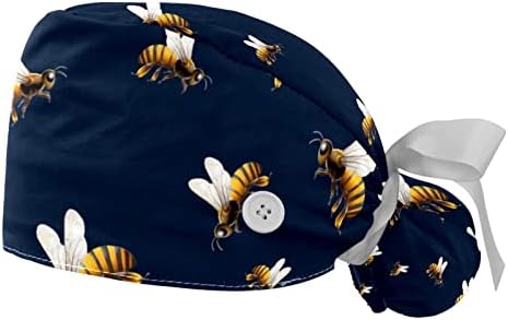 Hohodiy 2 pakovanja Pčela radna kapa s tipkama Duks Podesivi šeširi kravate za žene muškarci