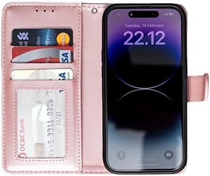 Thecaseflix Men & žena novčanik slučaj Kompatibilan sa iPhone 14 Pro odvojivi 2 u 1 narukvicu & amp; RFID Blokiranje kreditnih kartica slota držač-PU Koža Flip telefon sa Kickstand Walletcase poklopac
