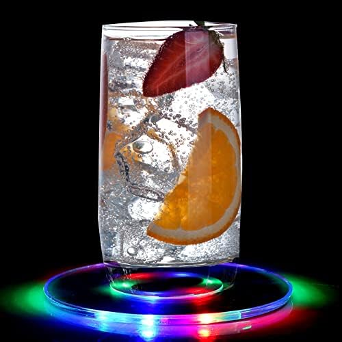 Clzemo šareni LED podmetači za piće, 3.9 Light Up Cocktail Coaster Vodootporni prozirni akrilni podmetač za piće na baterije, Ultra tanki držač za sjajne čaše okrugli pivski napitak za zabavu u klubu