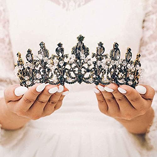 Kilshye Crna kruna barokne krune Queens Vintage Tiara Rhinestone Tiaras vjenčani mladenci Prom Hair Accessories za žene i djevojčice