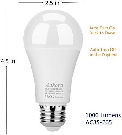Sijalica od sumraka do zore, LED sijalica sa sigurnosnim senzorom, 12w, 3000k, 1000LM, LED sijalica sa automatskim uključivanjem/isključivanjem