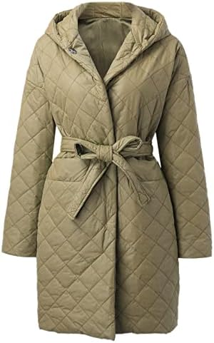 IQKA Quilted kaput Ženski džepovi puni gumb s dugim rukavima prekrivena jakna kratki mjehurići srednji i dugoročni kaputi