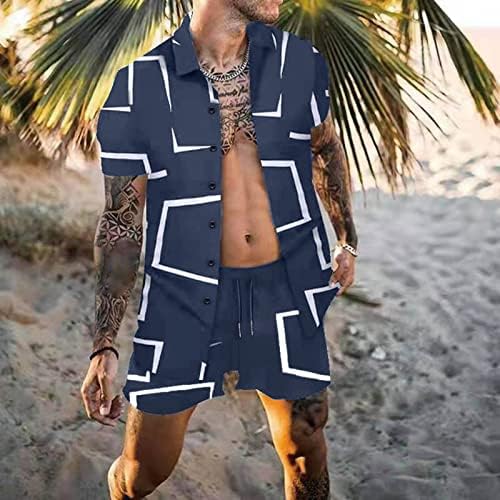 Muški 2 komadni dnevnici za trenerke Men Pantdown ovratnik košulje Pant set kratki rukav Havaji Print Fashion