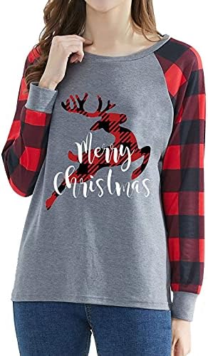 T & Twenties Weuns Merry Božićni bivoli plairani majice Baseball Raglan rukave majice Slatki božićni vrh