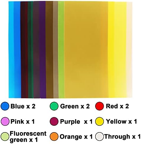 12kom prozirna korekcija boja Gel Filter 9 Boja gel Filter za svjetlo 11,7 x 8,3 inča plastični listovi za Film, Video, fotografiju,