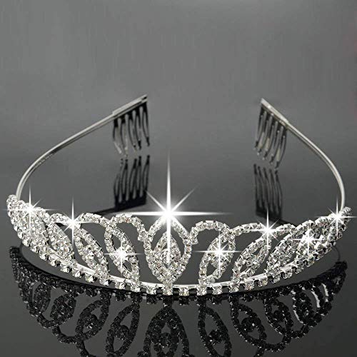 Bseash Srebrna Kristalna tijara kruna traka za glavu princeza elegantna kruna sa češljevima za žene djevojke svadbena svadbena Matura