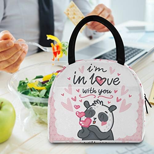Yyzzh medvjed Panda zaljubljeni ljubi srca romantično Valentinovo izolovana torba za ručak sa patentnim zatvaračem Cooler Meal Prep