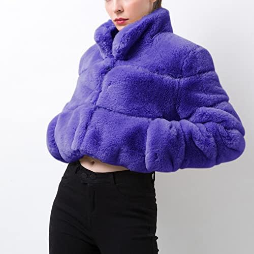 Pokrivena veličina s rukavima topla jakna Fauxlong Plus FAUX Outerwear Kratki kaput Ženski kaput Ženska bočna zip jakna
