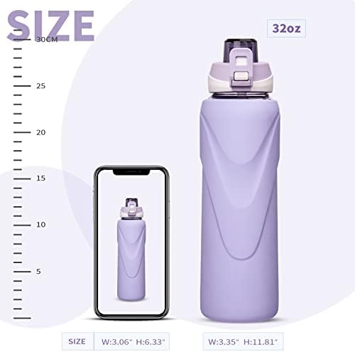 STRATHERS 32 oz Sportska staklena boca sa slamom i silikonskim rukavima BPA-BPA Borosilikat Borosilikat staklena bočica sa okretnim