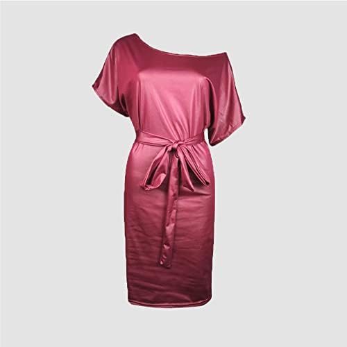MrGiinri Womens 2023 Ljetna modna haljina seksi od ramena kratki rukav Solid mat haljine Elegantne dame Slim Fit Mini haljine