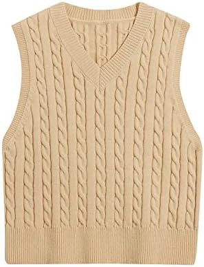 NOKMOPO božićni džemperi za žene Ležerne prilike V-izrez pulover sudara u boji bez rukava bez rukava prsluk bez rukava