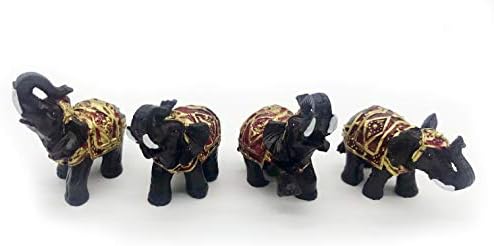 Mose Cafolo set od 4 feng shui crna tajlandski slonovi skupovi figurice Lucky Wealth Fortune Odlični poklon i kućni dekor