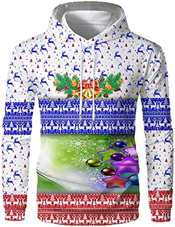 GDJGTA božićna tiskana dukserica za muškarce Jesenski vučni pulover Slim casual duksevi s dugim rukavima Top bluza