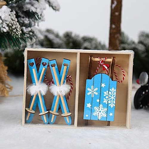 Božićni ukrasi Kreativna obojena drvena Kombinacija privjeske poklon kutija Božićno ukrašavanje malog privjeske božićne središnje
