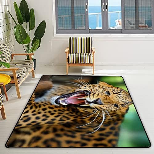Puzajući zatvoreni tepih Play Mat Leopard Portret za dnevni boravak Spavaća soba Obrazovna vrtića Pod Podna mat prostirke 60x39inch