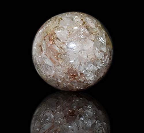 Izlječenje4U orgonitna sfera ruža kvarc veličina 1,5-2 inča i jedna drvena kuglasti štand prirodne kristalne kuglične sfere vastu