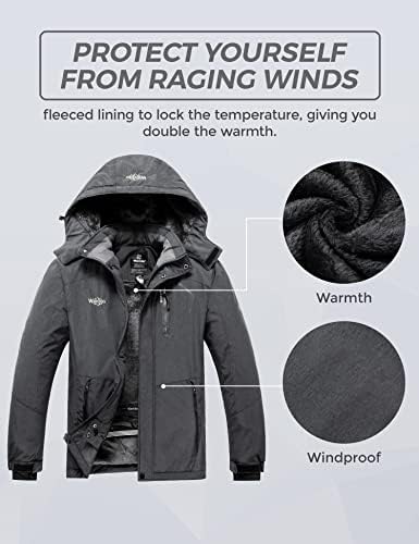 Wantdo Muška planinska vodootporna skijaška jakna vjetrootporna na kišu zimski kaput sa toplim kapuljačom